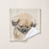 Peinture Pekingese - Cute Original Chien Art (Gant de toilette)