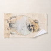 Peinture Poméranienne (orange) - Art Chien origina (Serviette à main)