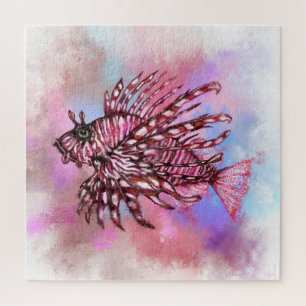 Peinture Puzzle avec baignade de poisson-Lion