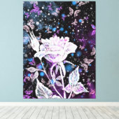 Peinture Rose d'hiver et Papillons toile Imprimer (Insitu (Plancher de Bois))