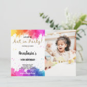 Peinture rose et violet Invitation Anniversaire (Debout devant)