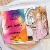 Peinture rose et violet Invitation Anniversaire