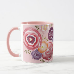 Peinture rose Fleur Bouquet de café Mug