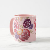 Peinture rose Fleur Bouquet de café Mug (Devant gauche)