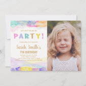 Peinture rose violet Anniversaire Invitations avec (Devant)