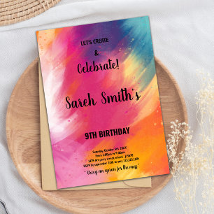 Peinture rose violet Invitations Anniversaire