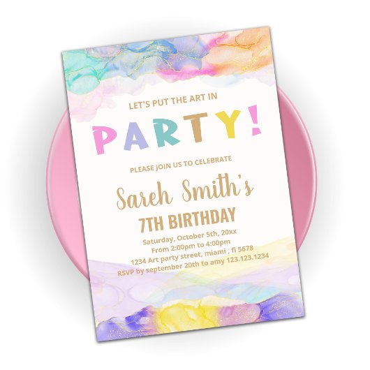 Peinture rose violet Invitations Anniversaire