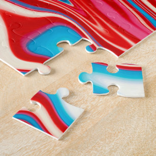 Peinture rouge blanc et bleu pourrissant puzzle