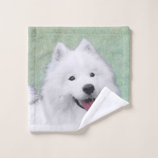 Peinture Samoyed - Cute Original Chien Art (Gant de toilette)