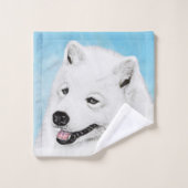 Peinture Samoyed - Cute Original Chien Art (Gant de toilette)