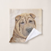 Peinture Shar Pei - Cute Original Chien Art (Gant de toilette)