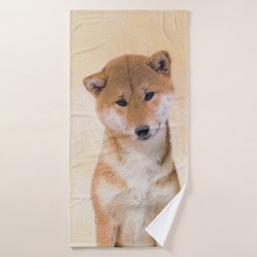 Peinture Shiba Inu (Rouge) - Art Chien original (Serviette de bain)
