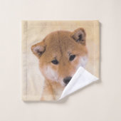 Peinture Shiba Inu (Rouge) - Art Chien original (Gant de toilette)