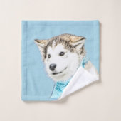 Peinture Sibérienne Husky Puppy - Art Chien origin (Gant de toilette)