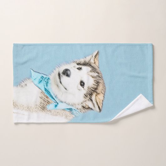 Peinture Sibérienne Husky Puppy - Art Chien origin (Serviette à main)