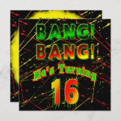 PEINTURE SPLASH ANNIVERSAIRE INVITATION DE FÊTE 16 (Devant / Derrière)