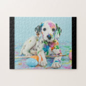 PEINTURE SPLATÉRÉ PUZZLE DALMATIQUE PUPPY. (Horizontal)