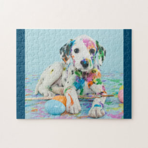 PEINTURE SPLATÉRÉ PUZZLE DALMATIQUE PUPPY. JIGSAW