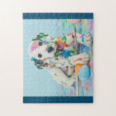 PEINTURE SPLATÉRÉ PUZZLE DALMATIQUE PUPPY. JIGSAW  (Vertical)