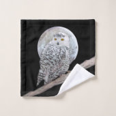 Peinture sur la Chouette neigeuse et la Lune - Art (Gant de toilette)