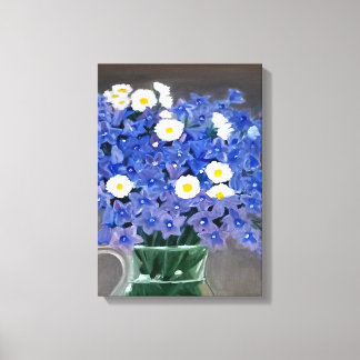 Peinture sur toile imprimé fleurs bleues