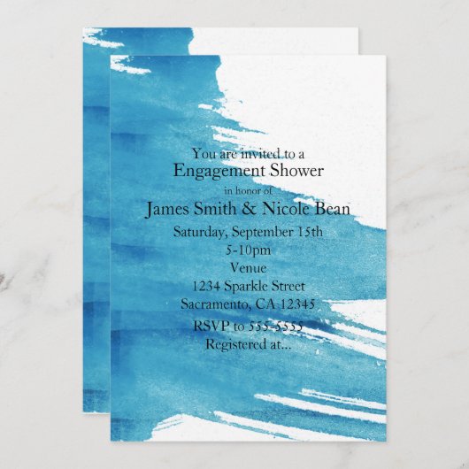 Peinture turquoise aquarelle Moderne Invitations s (Devant / Derrière)