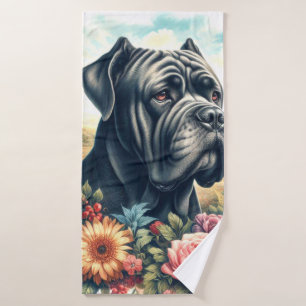 Peinture vintage de chien de corse de canne