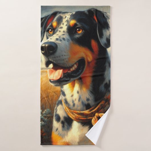 Peinture vintage de chien léopard Catahoula (Serviette de bain)