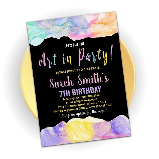 Peinture violet noir Invitations Anniversaire