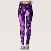Peinture violette sur Leggings noirs (Devant)