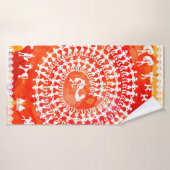 Peinture Warli - main dessinée traditionnelle l'An (Serviette de bain)