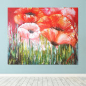 Peintures à l'huile de pavots rouges sur toile (Insitu (Plancher de Bois))
