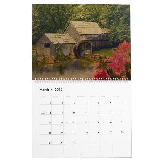 Peintures à l'huile par Gary Poling Calendrier (Mar 2026)