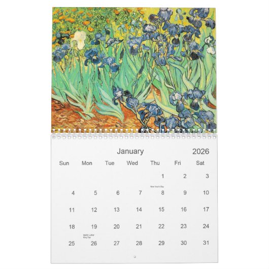 Peintures de renommée mondiale de calendrier (Jan 2026)