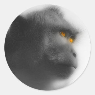 peinzende aap ronde sticker