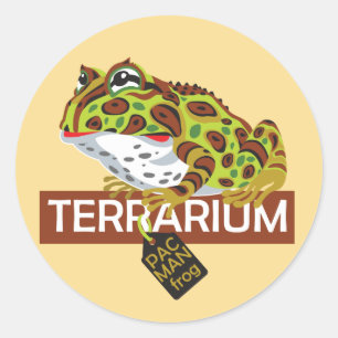 pekelkikker met man ronde sticker