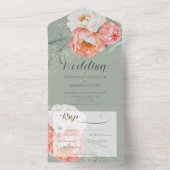 pekelvolken op Sage Green Dinner All In One Uitnodiging (Binnen)