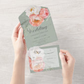 pekelvolken op Sage Green No Dinner All In One Uitnodiging (Afscheurbaar)