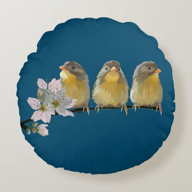 Pekin Robins Rond Kussen (Voorkant)