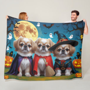 Pekinees Honden Pompoen Halloween Grappig Fleece Deken