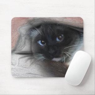 Peking Blue Eyed Siamese Kitten Sketch Art Muismat