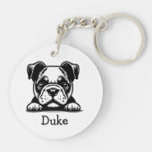 Peking Boxer Terrier Puppy gepersonaliseerd Sleutelhanger (Achterkant)