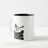 Peking cat en Magpie Tweekleurige Koffiemok (Voorkant links)