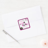 Peking Cats Roze Dank je Vierkante Sticker (Envelop)