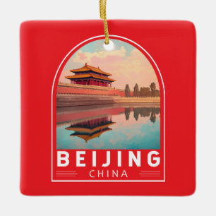 Peking China Reis Kunst Embleem Keramisch Ornament