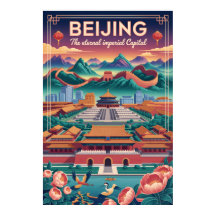 Peking China Retro Reisposter Vintage Kunst