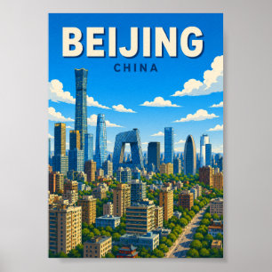 Peking China Silhouet Modern Stadspanorama Poster