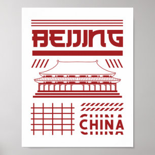 Peking China Stedelijke Tempel Grafisch Poster