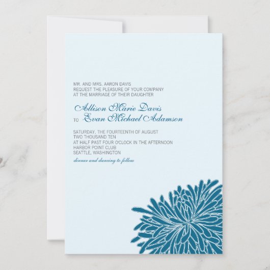 Peking Chrysanthemum Wedding Invitation Kaart (Voorkant)