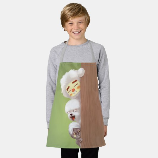 Peking Dieren Trio Schort (Gedragen)